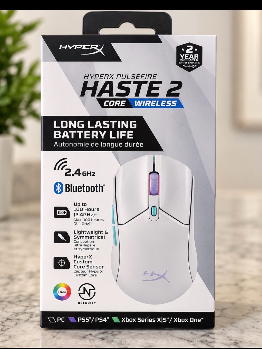 HypereX White Wireless Gaming Mouse with RGB Accent